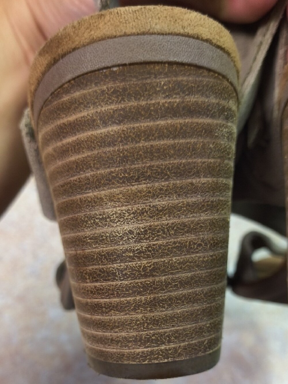 TOMS Women's Taupe Suede Wedge Sandals - Picture 4 of 8